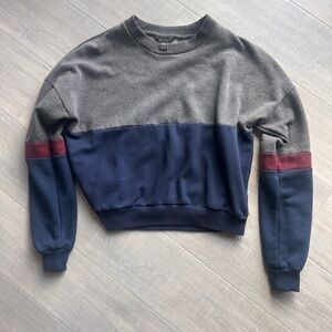Colorblock Crewneck Sweater - Gray, Navy, and Burgundy